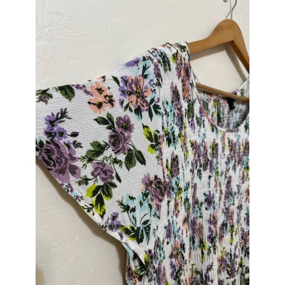 Torrid Womans Floral Smocked Top Size 3X Bloomcore Beachy Tropical Travel Vacay - Picture 11 of 11